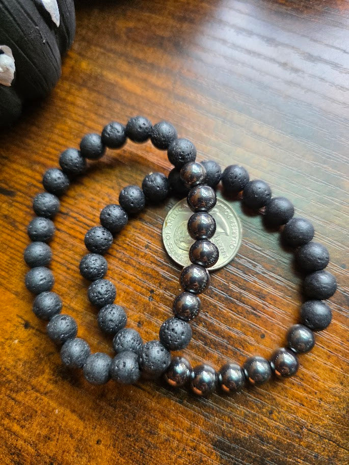 Hematite + Lava Stone Bracelet