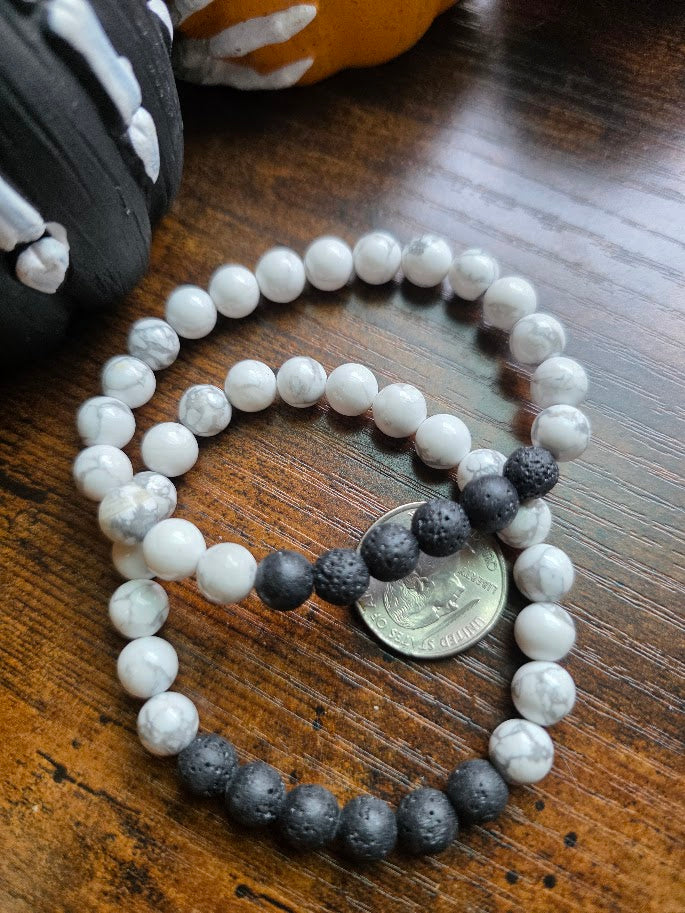 Howlite + Lava Stone Bracelet