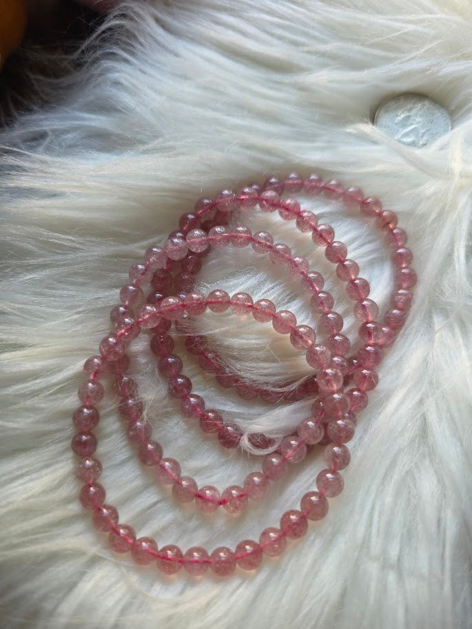 Strawberry Quartz 6mm Bead Bracelet