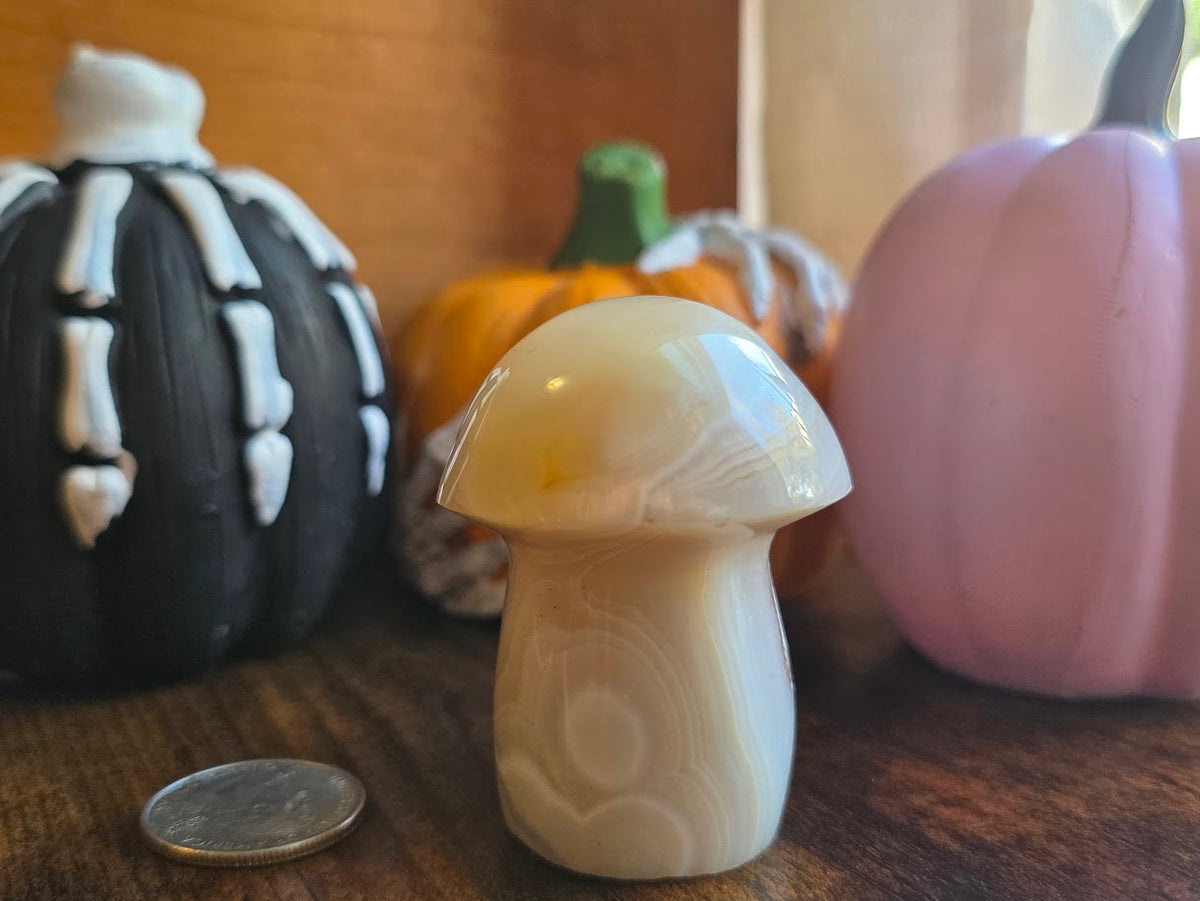 Agate mushroom carving