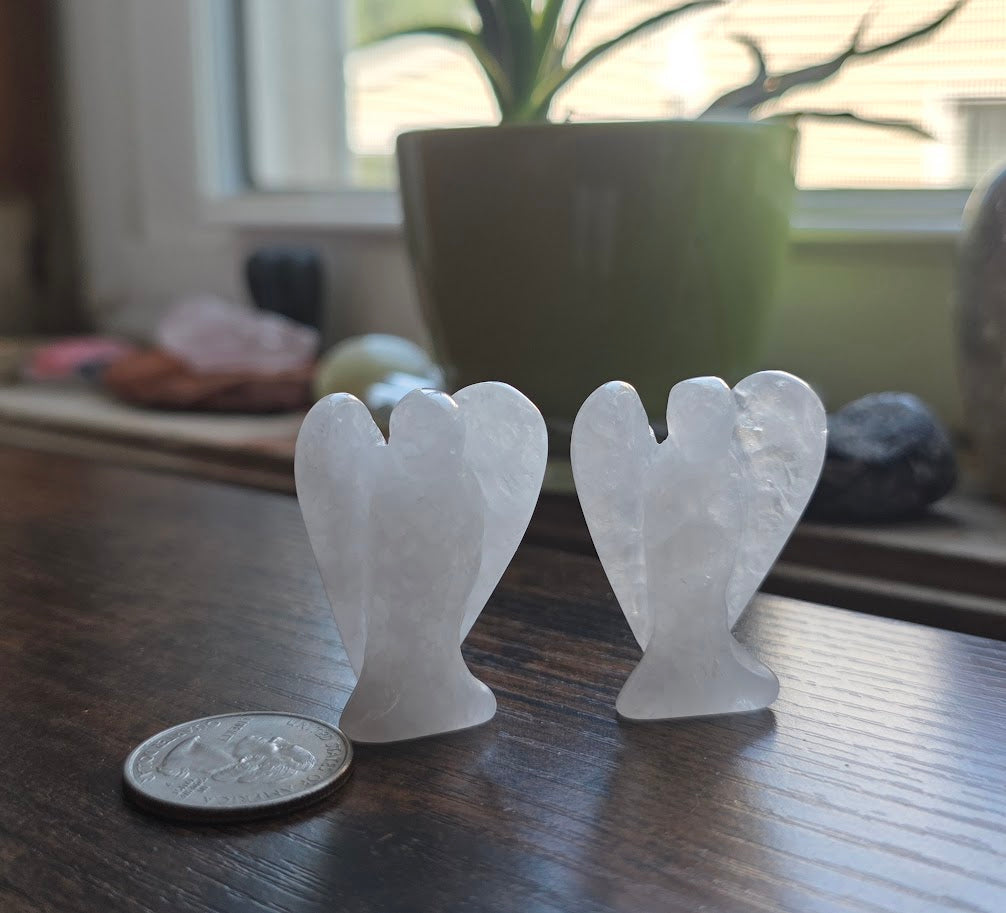 Clear Quartz angel carving