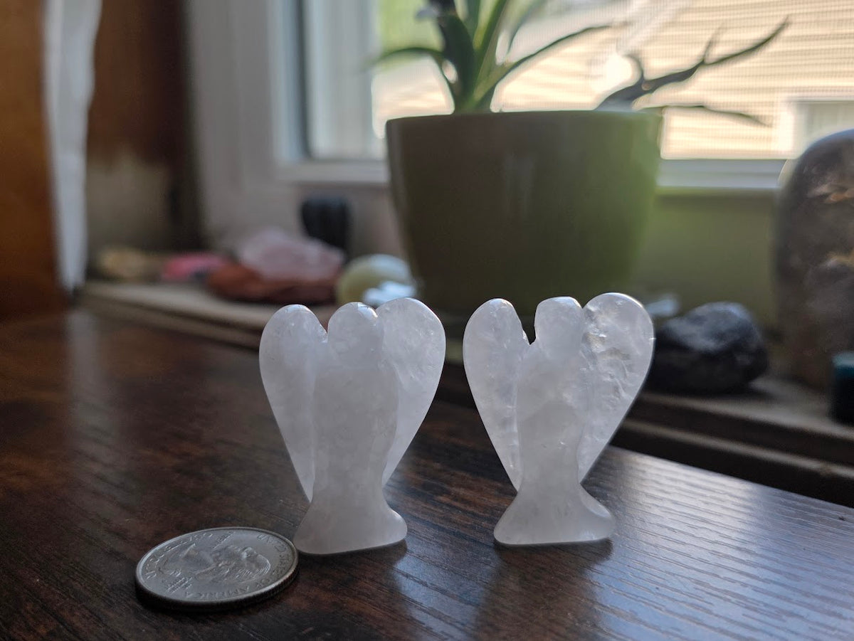 Clear Quartz angel carving