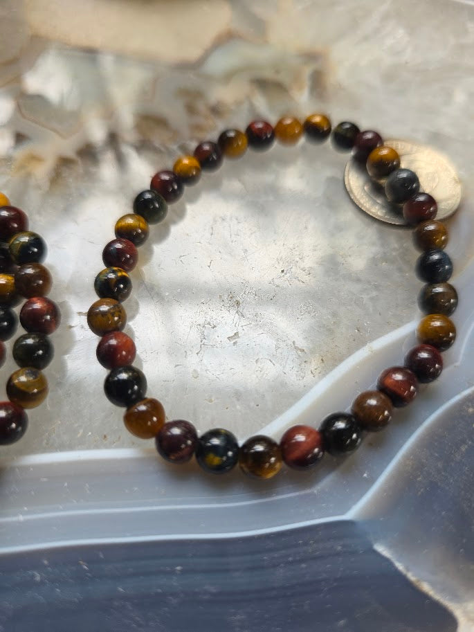 Mixed Tiger Eye 6mm Beaded Bracelet