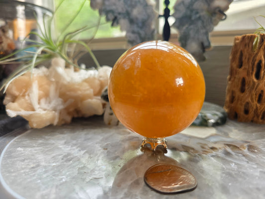 Honey Calcite Sphere
