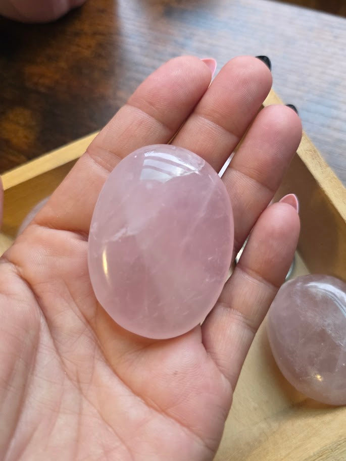 Rose Quartz palm stone (pull for 1)