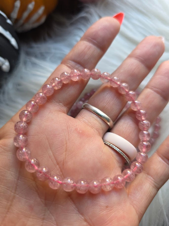 Strawberry Quartz 6mm Bead Bracelet