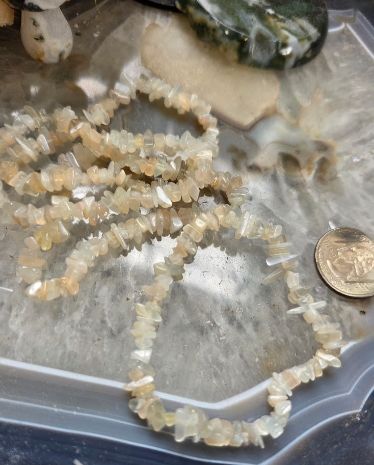 White Moonstone Chip Bracelet