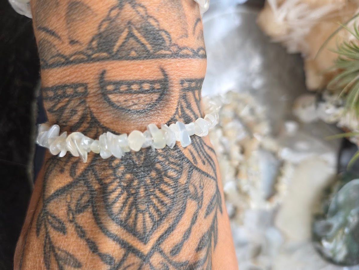 White Moonstone Chip Bracelet
